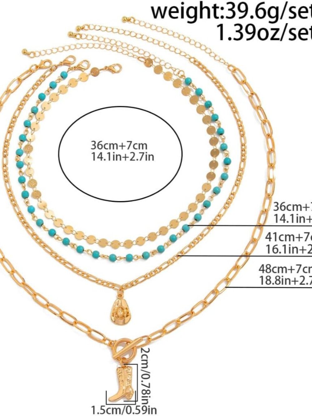 Layered Boho Necklaces for Women Turquoise Western Jewelry for Women Cactus Ox-H - Picture 7 of 7